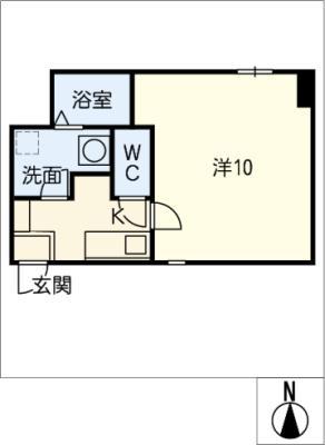 サンクチュアリOGAKI(1K/4階)の間取り写真