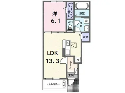 グレイスフル キノミヤ 331(1LDK/1階)の間取り写真