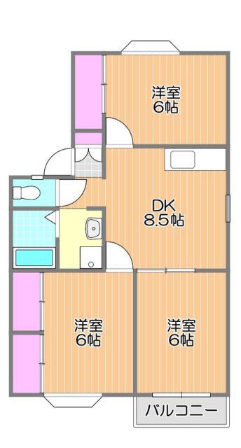 アーバンハイツ松新IIA(3DK/2階)の間取り写真