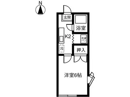 グリーンハイムA(1K/2階)の間取り写真
