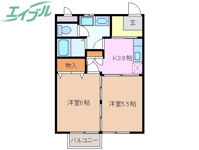 ラフォーレ大治田2(2K/2階)の間取り写真