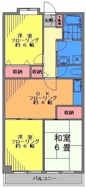 ロイヤルメゾン雪谷(3DK/5階)の間取り写真