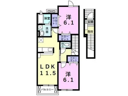 エスペランサ壱番館(2LDK/2階)の間取り写真