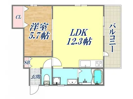 カサ・ド・リリオ北名次(1LDK/2階)の間取り写真