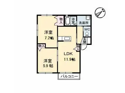 リブシェ神原B(2LDK/1階)の間取り写真