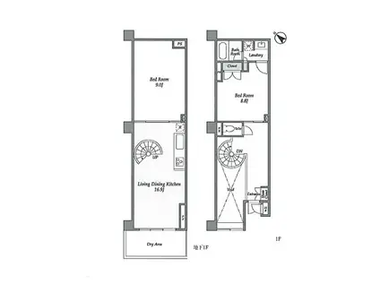 HF目黒行人坂レジデンス(2LDK/B1階)の間取り写真