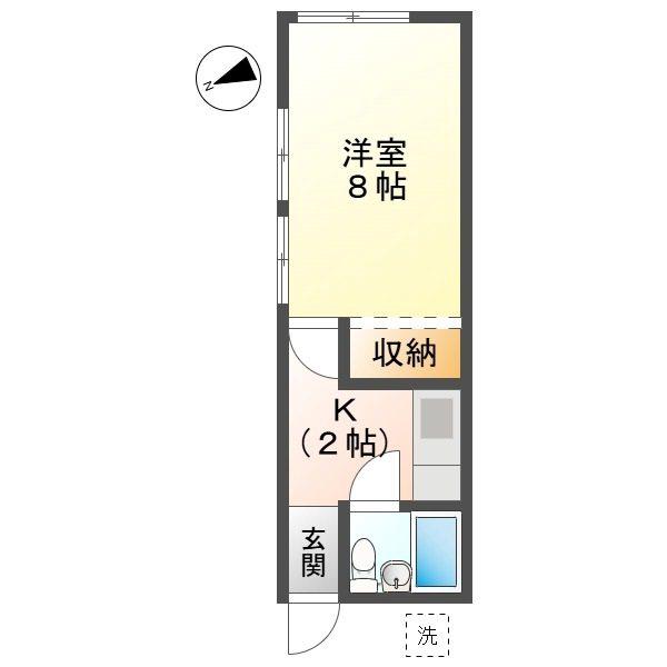 尻無ハイツ(1K/1階)の間取り写真