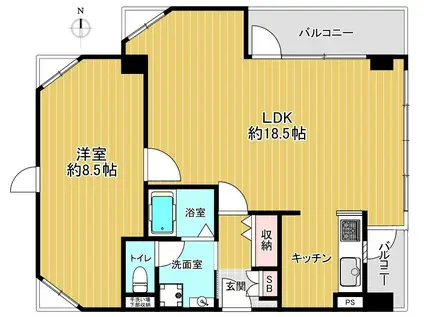 グランドメゾン戸山(1LDK/6階)の間取り写真