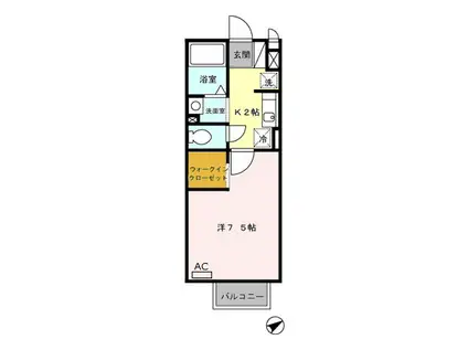 セジュールヒノキ(1K/1階)の間取り写真