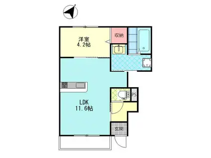 エクロール(1LDK/1階)の間取り写真