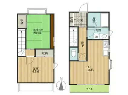 シルキーガーデン(2DK/1階)の間取り写真