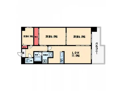 テンフォーティー(3LDK/3階)の間取り写真