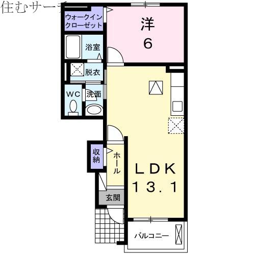 ジュエリーボックス(1LDK/1階)の間取り写真
