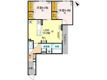 パノフグランデ(2LDK/3階)の間取り写真