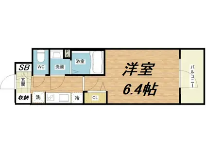 プレサンス福島ミッドエル(1K/6階)の間取り写真