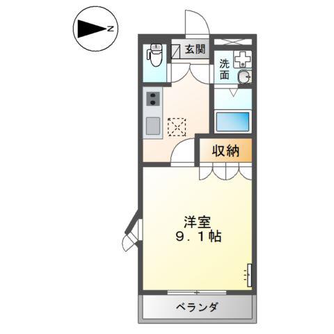 グランドソレーユ(1K/1階)の間取り写真