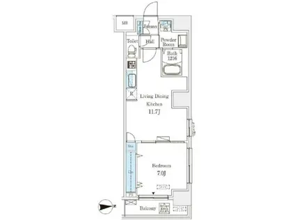 フトューロ東神田(1LDK/7階)の間取り写真