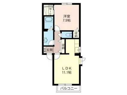 ヒルズアイ(1LDK/2階)の間取り写真