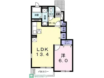 ジュネス ヴィラ(1LDK/1階)の間取り写真