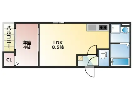 CRASTINE魚住町(1LDK/3階)の間取り写真