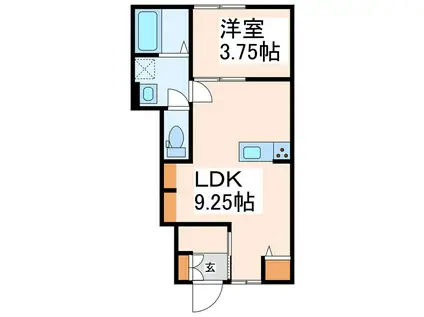 武蔵ヶ丘エステラブル(1LDK/1階)の間取り写真
