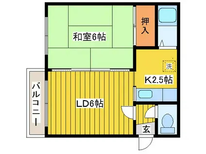 エミリーハウス(1LDK/2階)の間取り写真