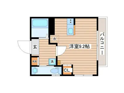 イーストハウスK(ワンルーム/2階)の間取り写真