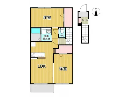 モンターニュ K(2LDK/2階)の間取り写真