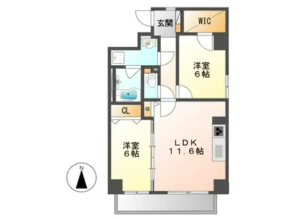 トンシェトア(2LDK/7階)の間取り写真