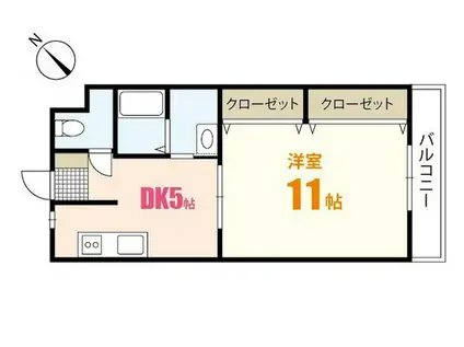 シャトームジカ(1DK/3階)の間取り写真
