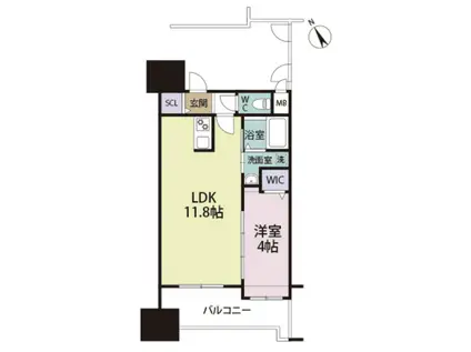 アポロ久留米東(1LDK/2階)の間取り写真