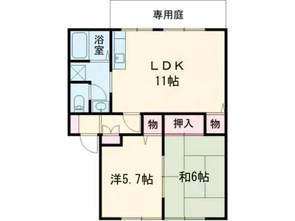 ALLEY島泉131A棟(2LDK/1階)の間取り写真