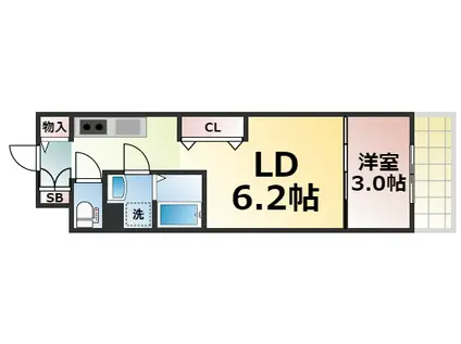リアライズ鶴橋東II(1LDK/3階)の間取り写真