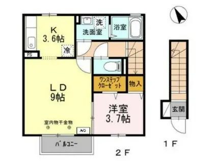 ウィル山崎(1LDK/2階)の間取り写真