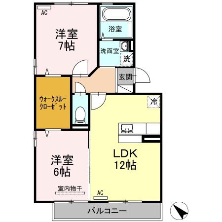 HIMIKO(2LDK/2階)の間取り写真