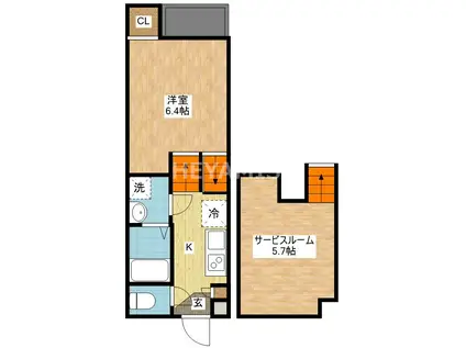 エルモーサ(1SK/2階)の間取り写真