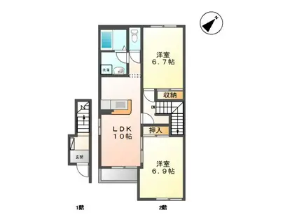 アンハイツ(2LDK/2階)の間取り写真