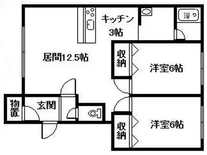 キャロルI.II(2LDK/2階)の間取り写真
