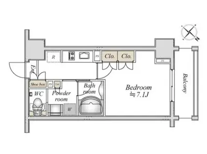ラドゥセール巣鴨(1K/8階)の間取り写真