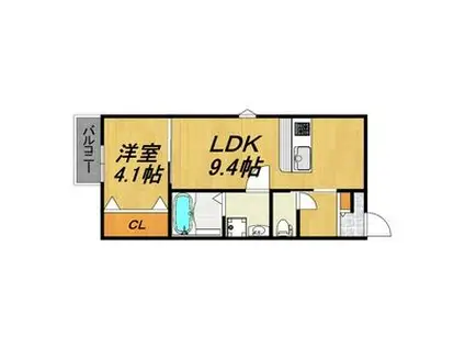 LECOCON蟹江(1LDK/2階)の間取り写真
