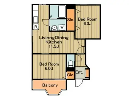 プロムナ-ドヒルズ(2LDK/1階)の間取り写真