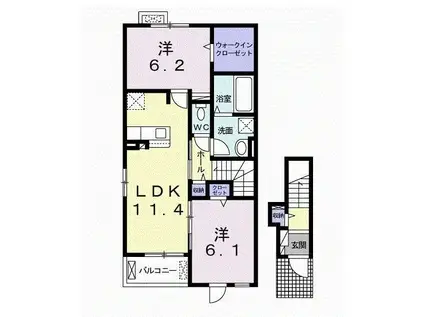 グリーンハイツ本豊田A(2LDK/2階)の間取り写真