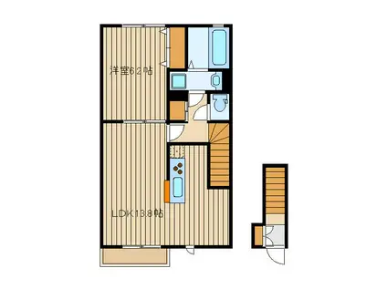 アムールケン(1LDK/2階)の間取り写真