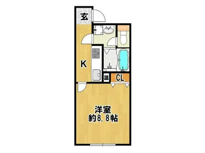 ハートフル三田駅イースト(1K/1階)の間取り写真