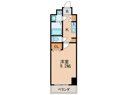 プリフェラブル栄(1K/9階)の間取り写真