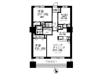 クリオ藤沢駅前(2SLDK/12階)の間取り写真