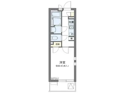 クレイノエスポワール中央(1K/3階)の間取り写真