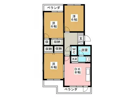 オークビレッジE館(3DK/3階)の間取り写真