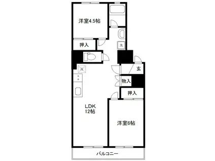 グリーンヴェール国見(2LDK/2階)の間取り写真