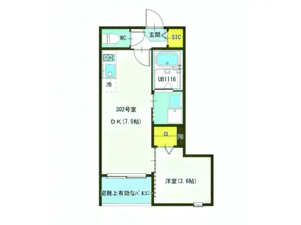 ブランシェ志茂(1DK/3階)の間取り写真